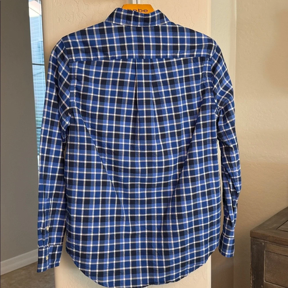 Ralph Lauren Boys Blue and White Checkered Button down shirt L 14-16
